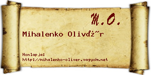 Mihalenko Olivér névjegykártya