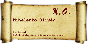 Mihalenko Olivér névjegykártya